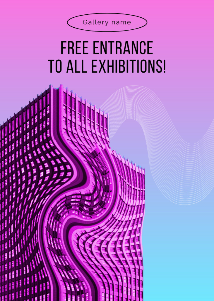 Ontwerpsjabloon van Postcard 5x7in Vertical van Art Exhibition with Free Entry