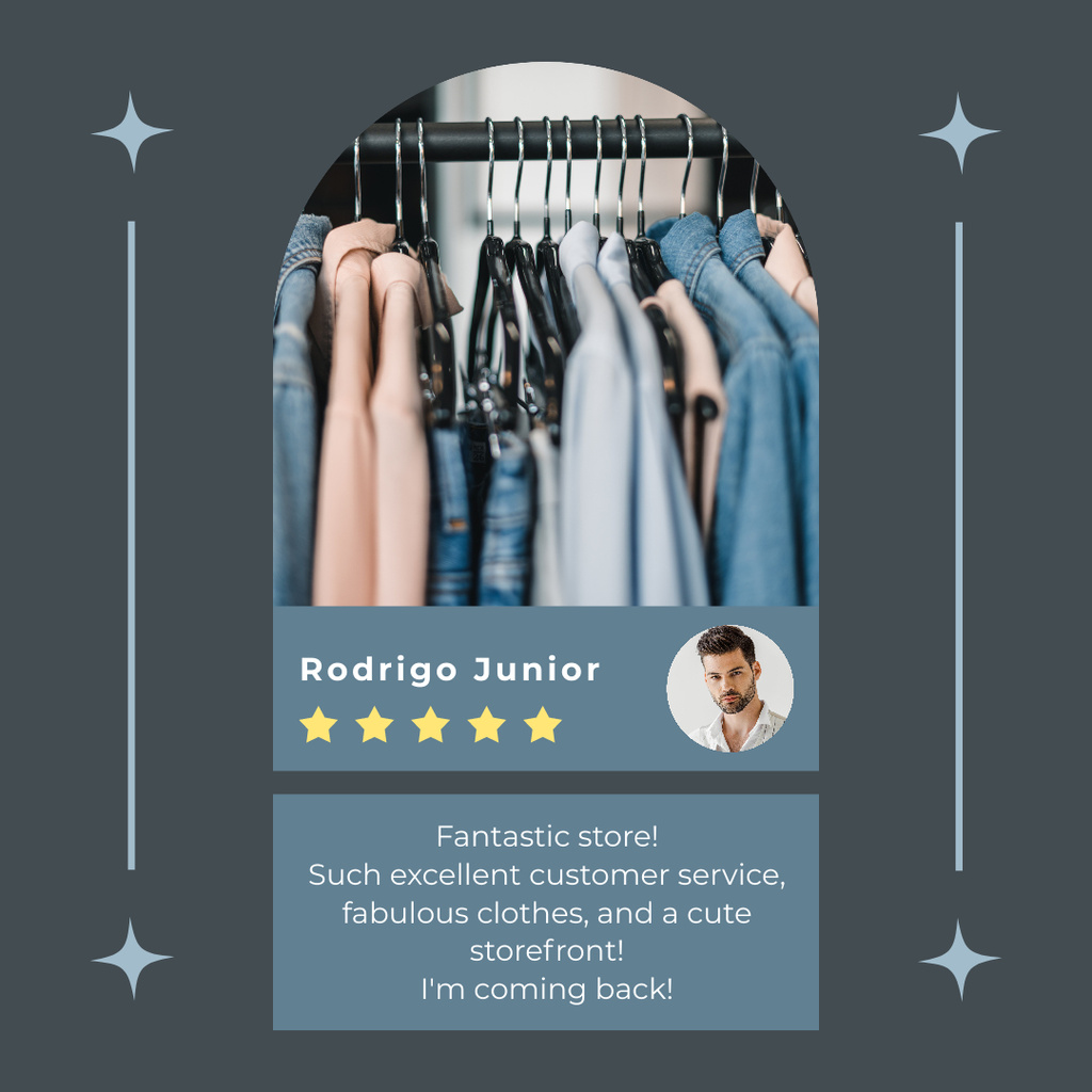Designvorlage Review Of The Purchase Of Great Clothes für Instagram