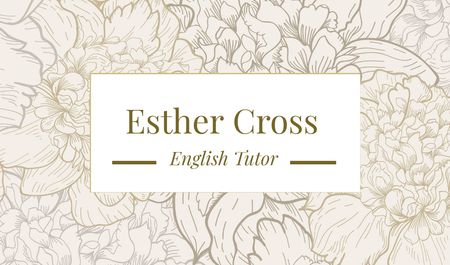 English Tutor Contacts on Floral Pattern Business card Design Template