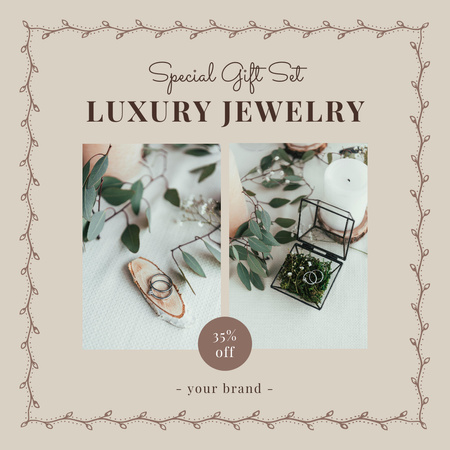 Luxurious Jewelry Gift Box Beige Instagram Design Template