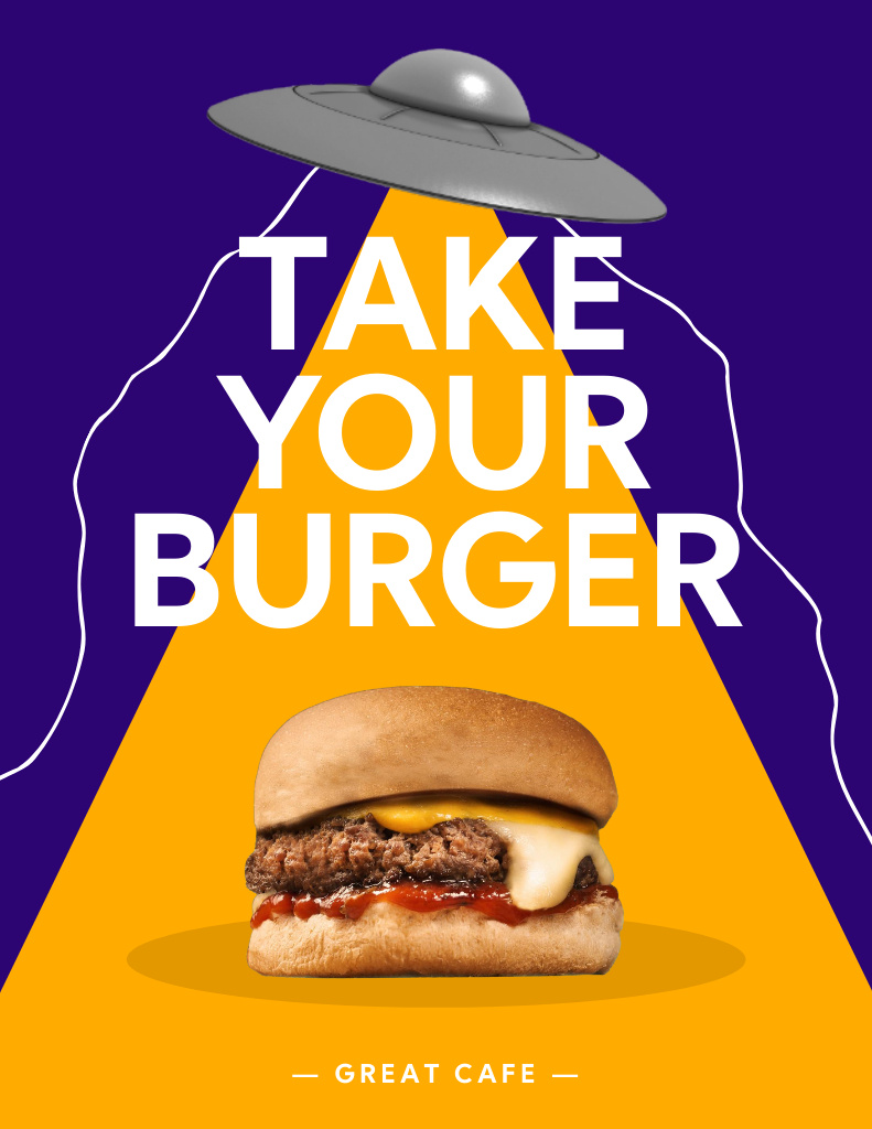 Aliens Stealing Burger Poster 8.5x11in Design Template