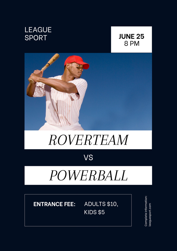 Professional Baseball Tournament Event Announcement Poster Design Template