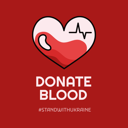 Illustrated Heart for Appeal to Donate Blood Instagram Design Template