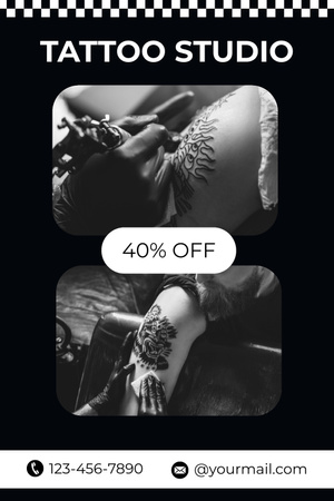 Professional Tattooist Service In Studio With Discount Pinterest Design Template