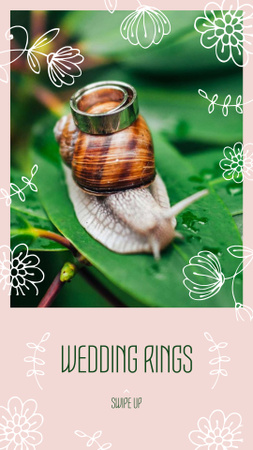 весільні персні з равликом на листках Instagram Story – шаблон для дизайну