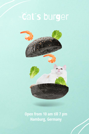 Funny Cat in Burger Pinterest Design Template