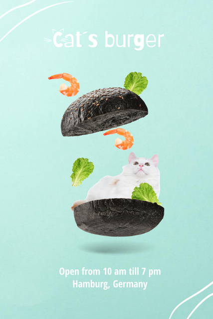 Modèle de visuel Funny Cat in Burger - Pinterest