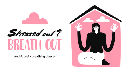 Woman meditating at Breathing classes FB event cover Design Template