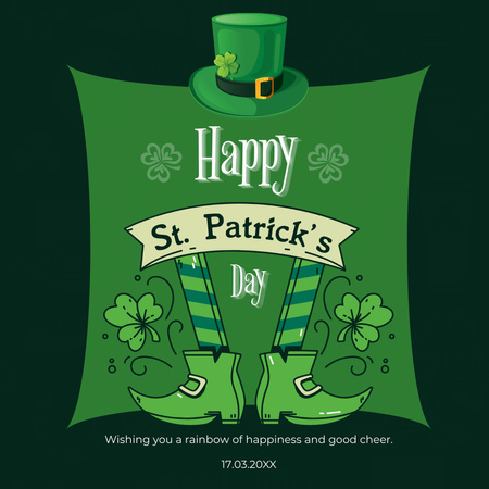 Designvorlage Festliche Wünsche zum St. Patrick's Day mit grünen Schuhen für Instagram