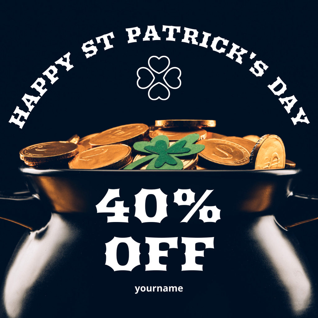 St. Patrick's Day Holiday Discount Announcement Instagram Design Template