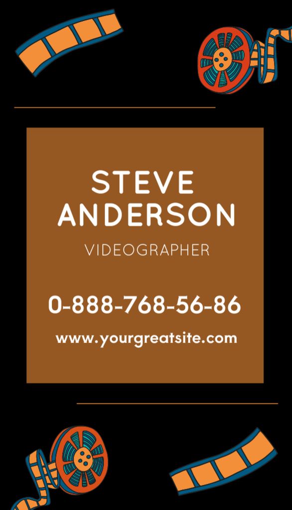 Professional Videographer Services Promotion Business Card US Vertical Šablona návrhu