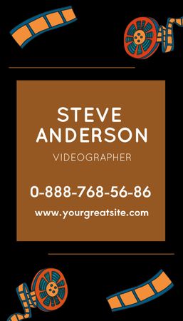 Professional Videographer Services Promotion Business Card US Vertical Design Template