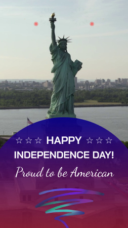 Congratulations on Independence Day with Statue of Liberty on Gradient TikTok Video Design Template