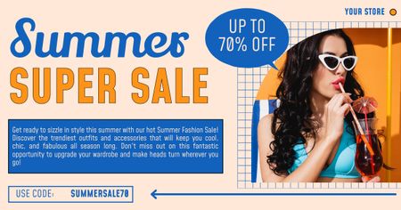 Designvorlage Sommer-Super-Ausverkauf von Sonnenbrillen für Facebook AD