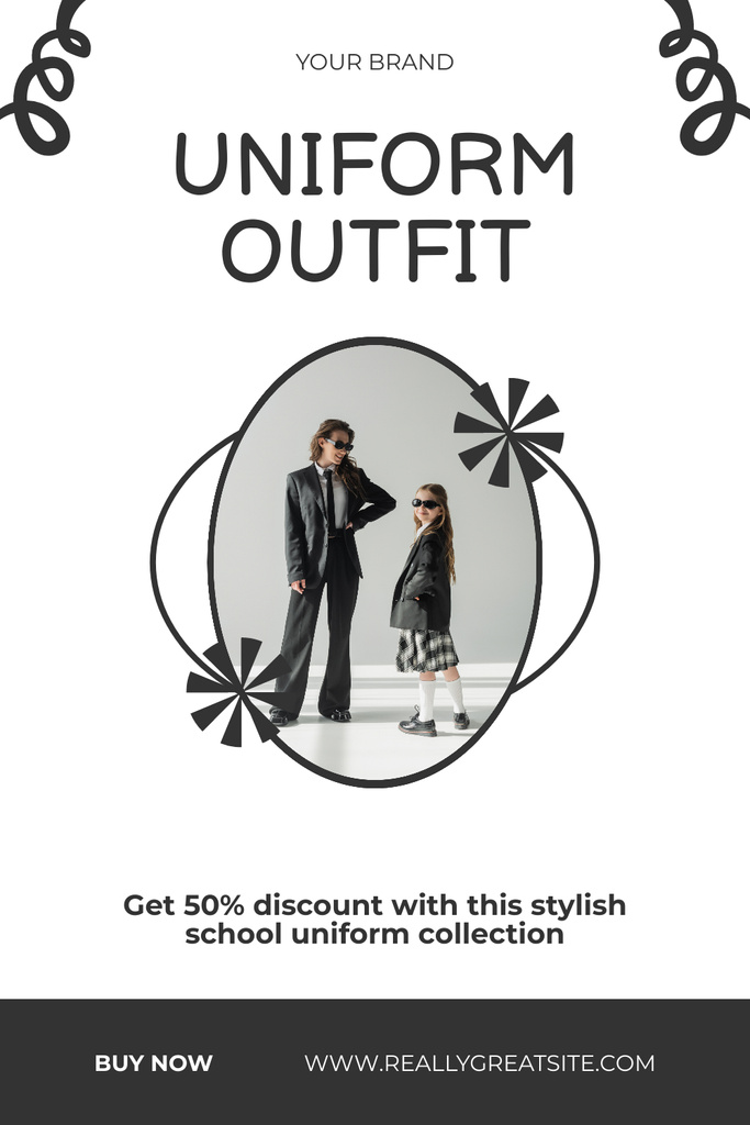 Discount Offer on Fashionable School Uniform Pinterest Tasarım Şablonu