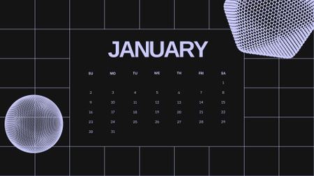 Abstract Figures on Grid Pattern Calendar Design Template