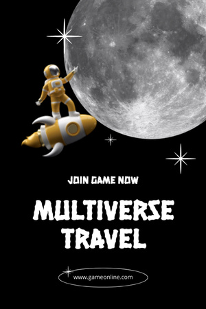 Anúncio de jogo com astronauta no espaço em preto Flyer 4x6in Modelo de Design
