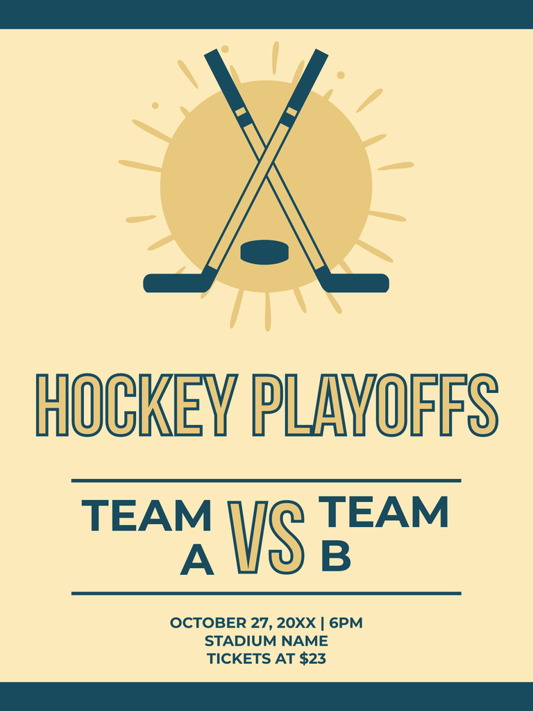 Hockey Playoff Tournament Announcement Poster USデザインテンプレート