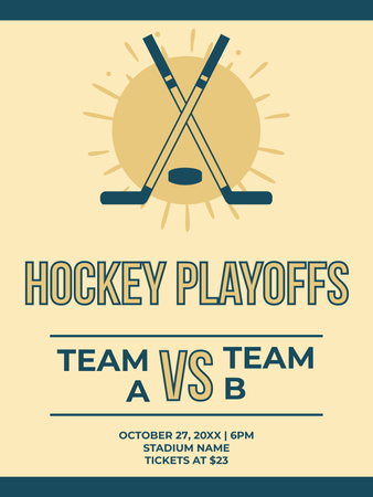 Hockey Playoff Tournament Announcement Poster US Design Template