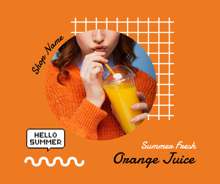 Summer Fresh Orange Juice Facebook Design Template
