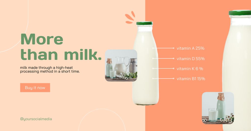 Ontwerpsjabloon van Facebook AD van Advertisement for New Brand of Dairy Products