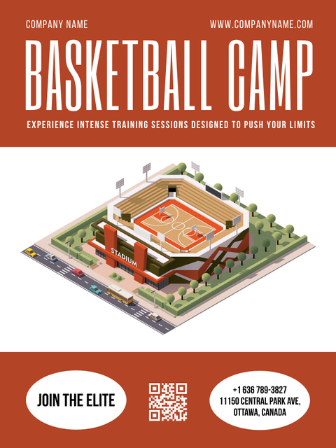 Announcement of Opening of Basketball Camp Poster US Design Template