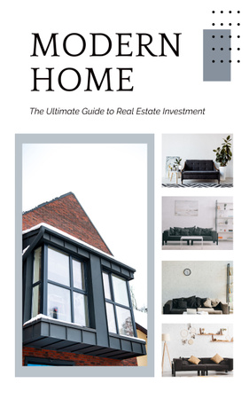 Plantilla de diseño de Guía de casas modernas para inversiones inmobiliarias Book Cover 