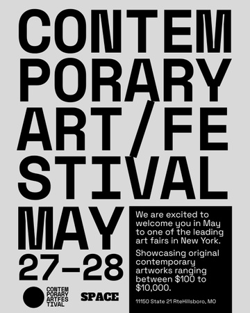 Contemporary Art Festival Announcement Poster 16x20in Design Template