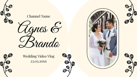 Wedding Video Vlog Announcement with Happy Couple Youtube Thumbnail Design Template