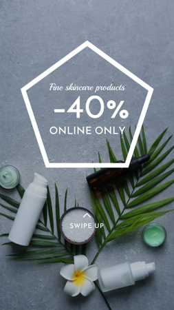 Skincare Products Offer on Green Geometric Pattern Instagram Story Design Template