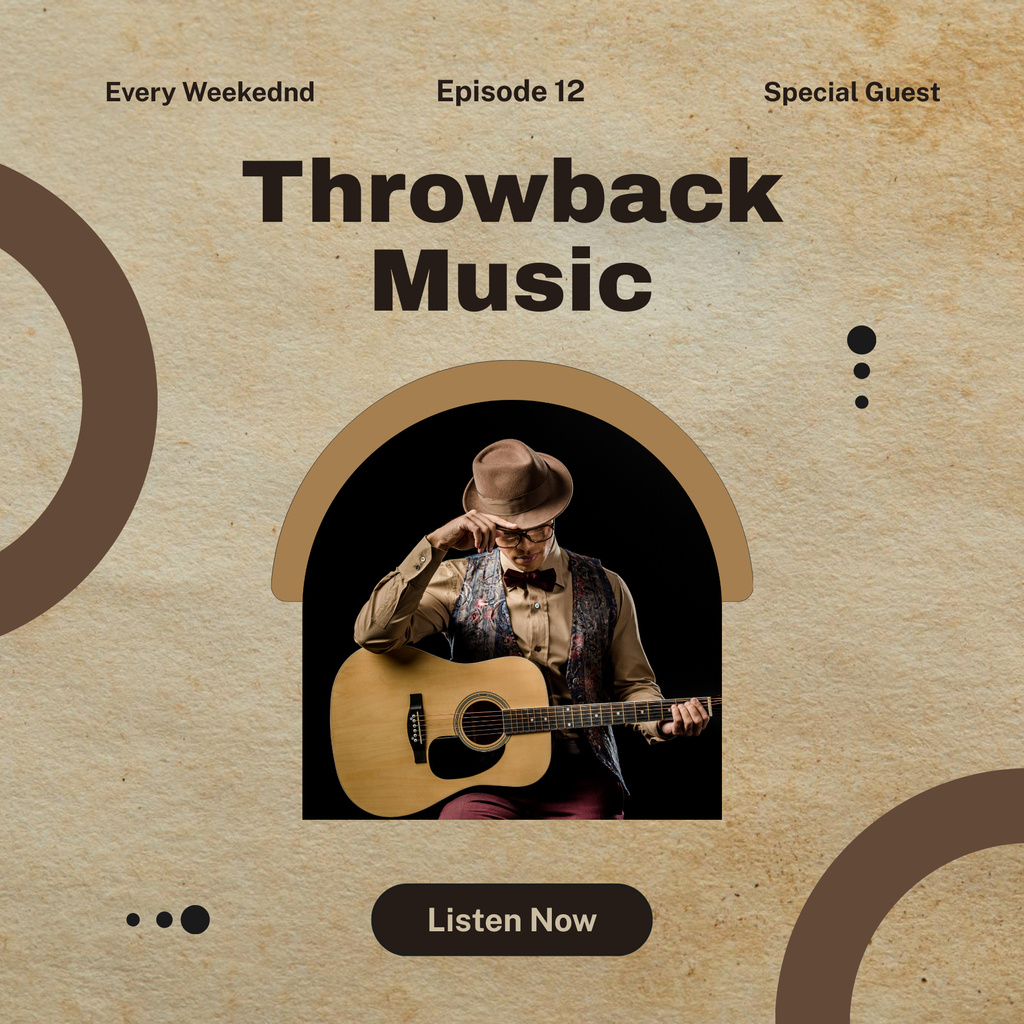 Template di design Music Concert with Man Playing Guitar Podcast Cover