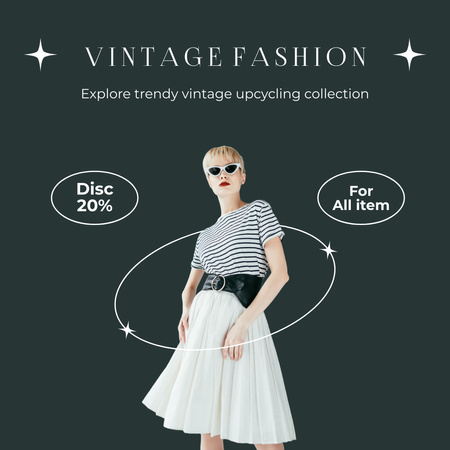 Designvorlage Woman for vintage fashion für Animated Post