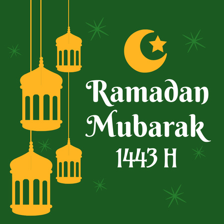 Greeting on Ramadan with Lanterns  Instagram Design Template