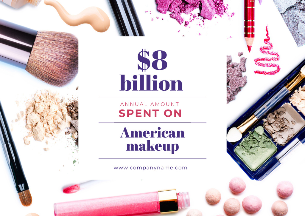 Annual Revenue from Professional Makeup Cosmetics Sales Poster B2 Horizontal Design Template