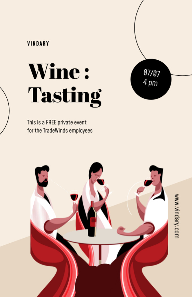 Wine Tasting Event Announcement With Illustration of People Invitation 5.5x8.5in Design Template