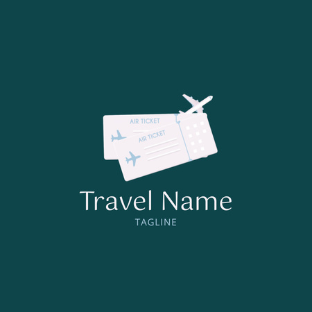 Flight Tickets on Deep Green Animated Logo Design Template