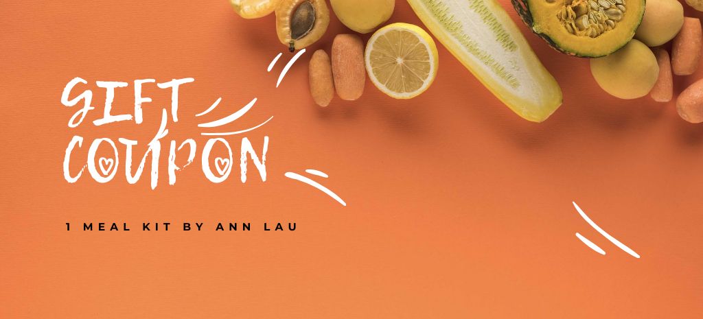 Healthy Diet Meal on Orange Coupon 3.75x8.25in Πρότυπο σχεδίασης