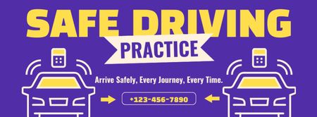Safe Driving Practice At School Offer In Purple Facebook cover Design Template