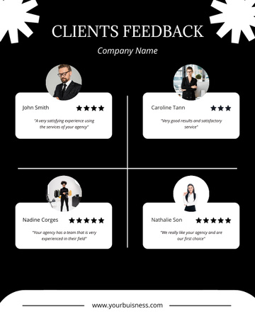 Positive Feedback about Company Work on Black Instagram Post Vertical Design Template