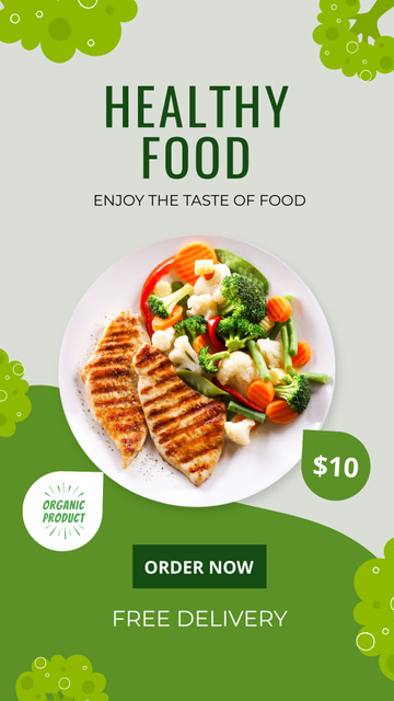 Healthy Dish on Plate Instagram Story Tasarım Şablonu