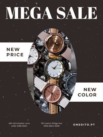 Luxury Accessories Sale with Golden Watch Poster US tervezősablon