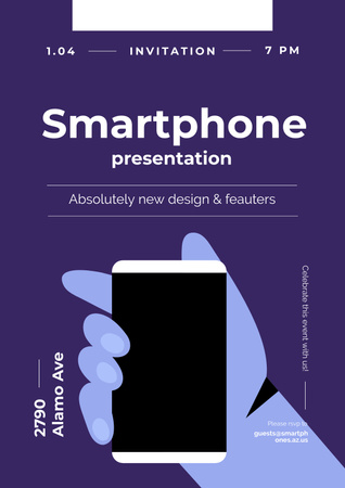 Smartphone Review with Phone in Hand Poster Design Template