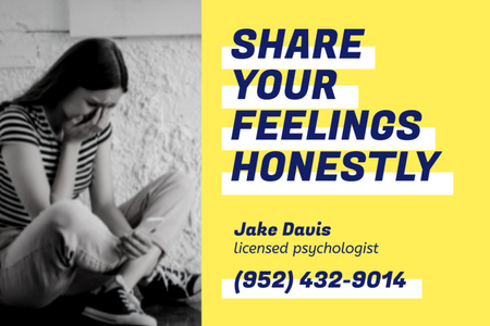 Feel Free to Share Your Problem with Psychologist Postcard 4x6in Design Template