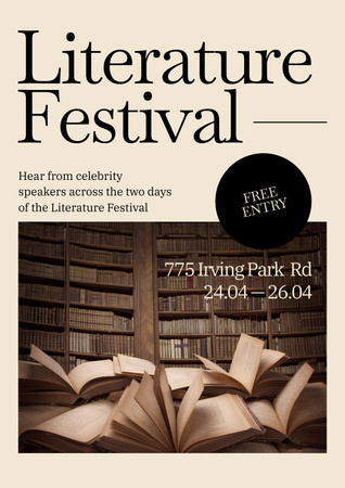 Platilla de diseño Literature Festival Announcement with Paper Books Poster