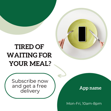 Online Food Delivery Application Instagram AD Design Template