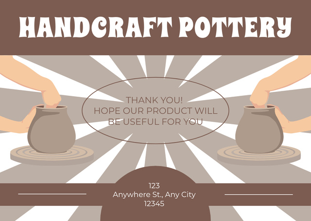 Handcrafted Pottery With Clay Pots Offer Card – шаблон для дизайна