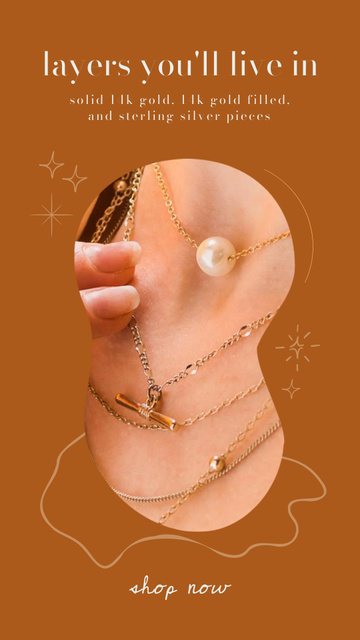 Designvorlage Beautiful Golden Jewelry on Woman's Neck für Instagram Story