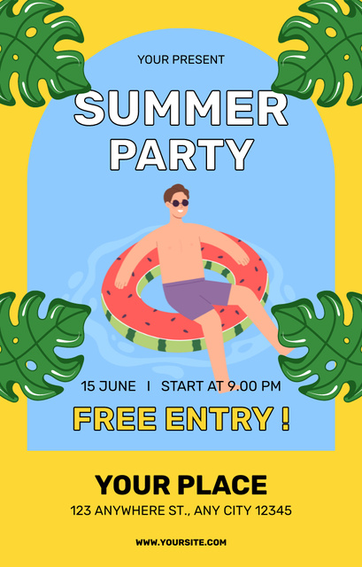 Summer Beach Party Offer Invitation 4.6x7.2in Design Template