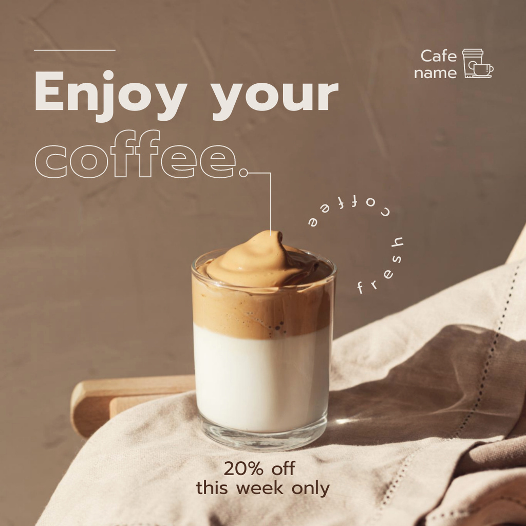 Designvorlage Discount Offer on Coffee für Instagram