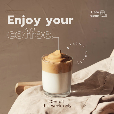 Скидка на кофе Instagram – шаблон для дизайна
